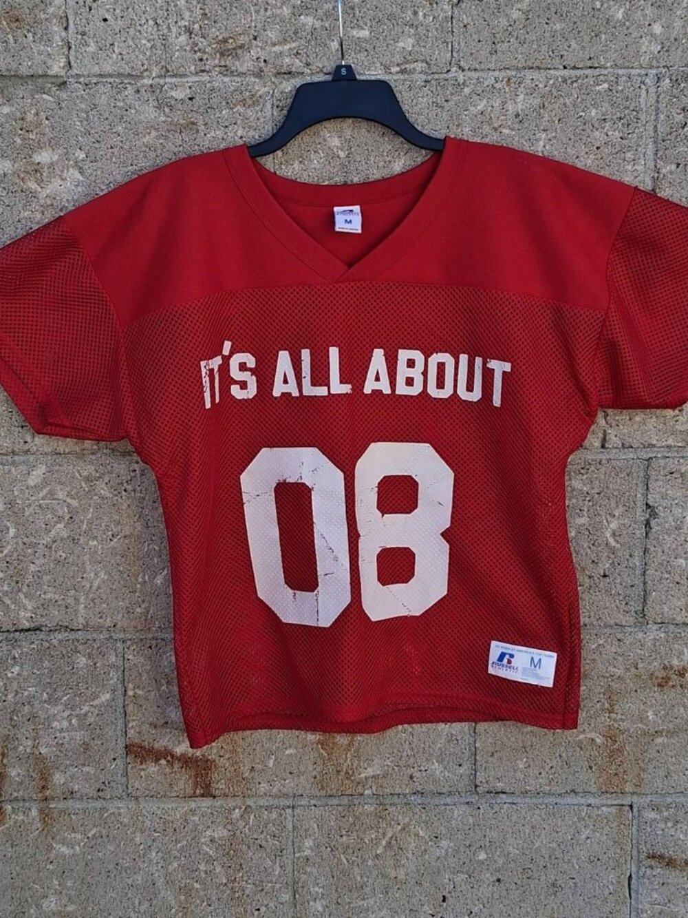 2000s Russell Athletic Mesh Football Jersey Mens M Red Practice 08 Print